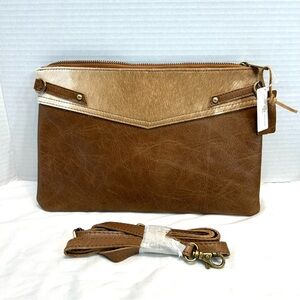 VTG Jane Marie Leather Fur Trim Handbag Shoulder Bag Purse Crossbody Strap NWT